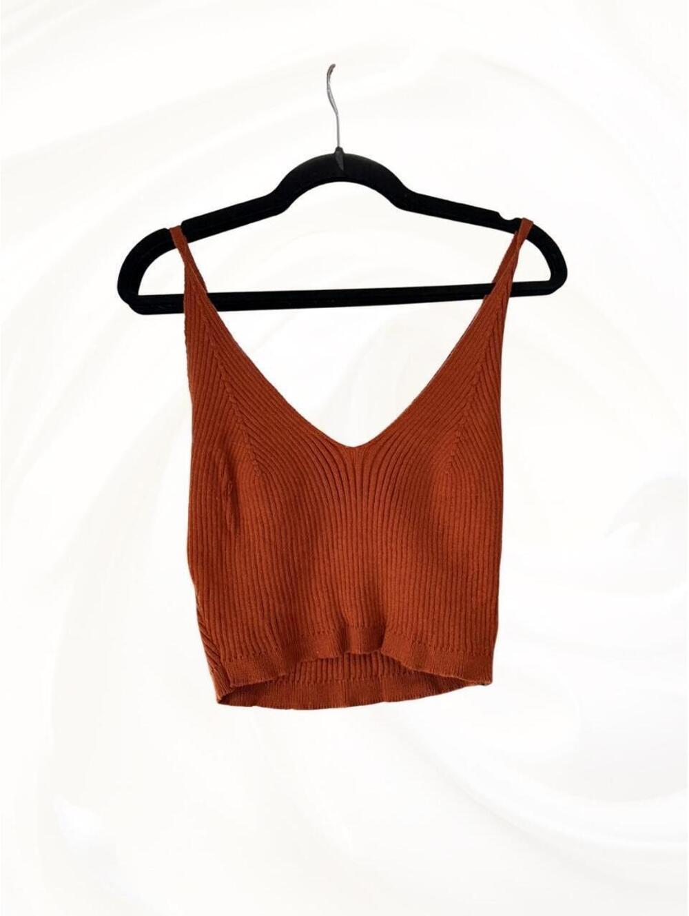 Sweatyrocks Women's Orange and Brown Crop-top